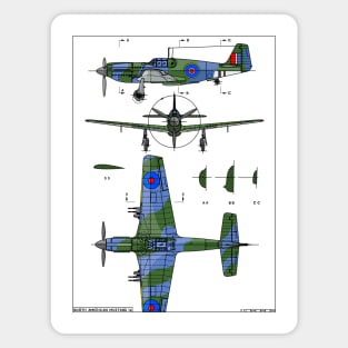 P-51 Mustang 1A American WW2 British Plane Diagram Gift Magnet